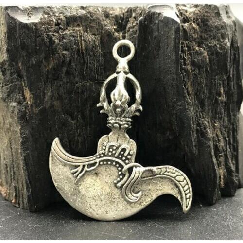 Collection Chinese Tibetan Silver Copper Hand-carved Buddhist Artifact Pestle Amulet Pendant Statue