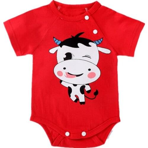 Summer Newborns Unisex Boys Girls Pink Rompers Short Sleeve One Piece Cotton Triangle Jumpsuit Red Infant Baby Clothing