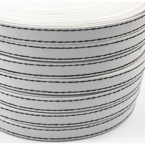 Sisi Crafts Tape Flat Faux Leather Black Stitched Ribbon White PU Cord Bias DIY Hair Bow Handmade Book Planner Accessor