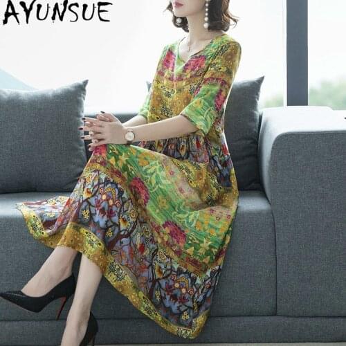 AYUNSUE Summer Woman Dress 2021 Floral Boho Plus Size Dress Female Beach Elegant Midi Party Dresses for Women Vestidos KJ6687