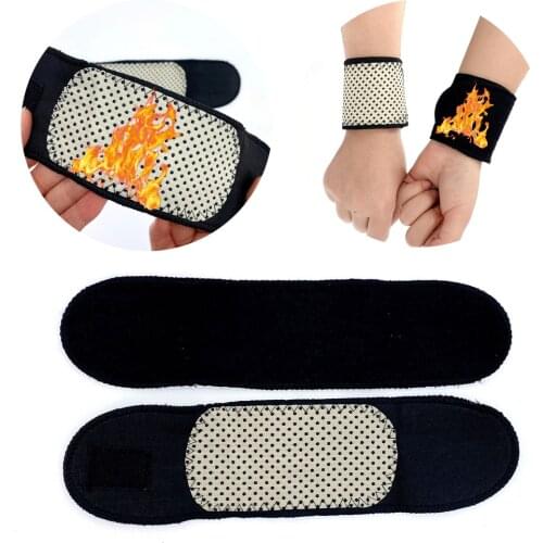 1 Pair Tourmaline Magnetic Massage Spontaneous Self-heating Therapy Wrist Brace Support Protector Sprain Forearm Protector Belt