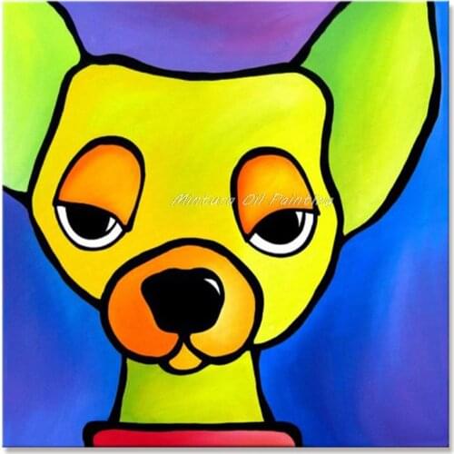 Mintura Hand Painted Abstract Animals Oil Paintings On Canva Wall Art Picture For Living Room The Green Dog Home Decor No Framed