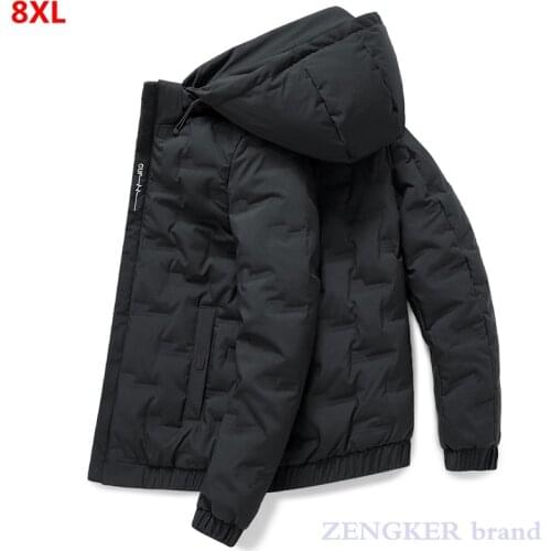 Mens jacket winter new cotton coat gray duck down loose plus size tide padded jacket plus size down jacket 6XL 7XL 8XL