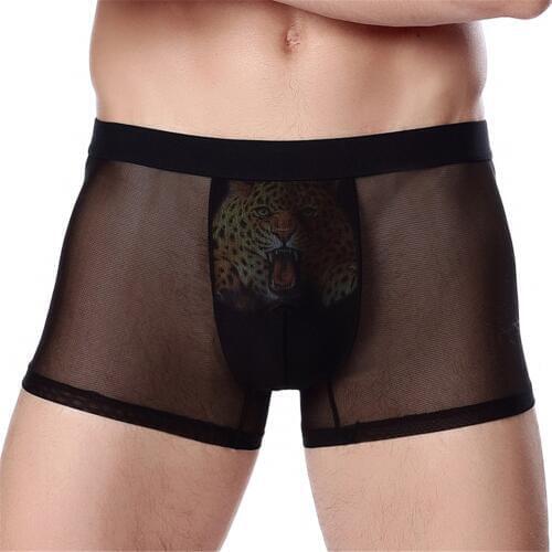 Mens thin leopard printed underwear transparent breathable wear-resistant mens flat underwear 1pcs/lot