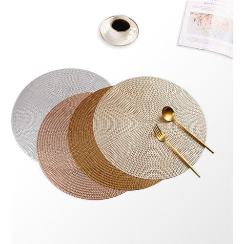 Table Bowl Mats Table Coaster Round Baroque Mediterranean Coaster 38cm PVC Plastic Hollow Insulation Placemat For Dining Table