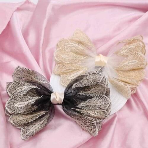 New Lace Big Bow Hair Clip Korean Fashion Fabric Spring Clip Embroidery Hairpins Holiday Wedding Hair Accessories for Women