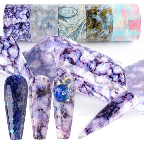 10pcs Marble Gradient Nail Foil Starry Sky Design Nail Art Transfer Adhesive Slider Full Wrap Sticker For Manicure Polish JI1802