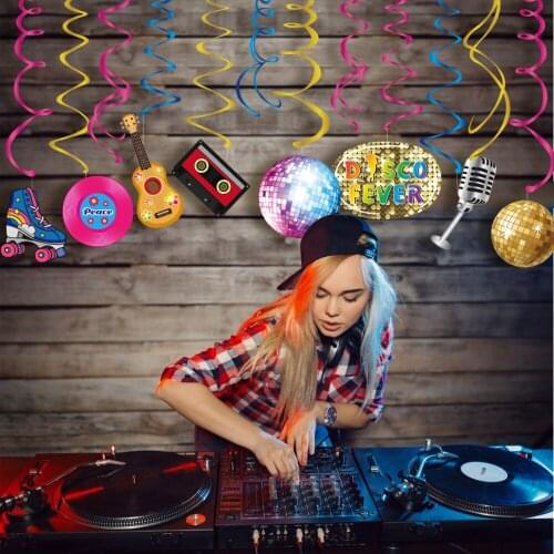 Happy Birthday Disco Fever Hanging Swirls Baby Shower DIY PVC Foil Ceiling Spirals Disco Party Dcorations Bar Party Favors
