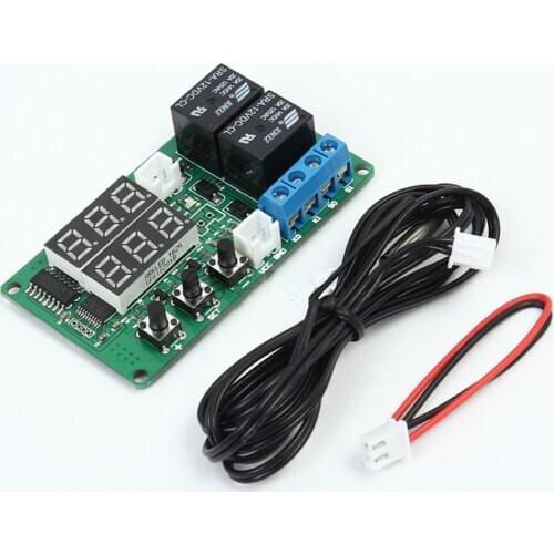DC 12V Thermostat Temperature Controller Regulator Switch Control Dual LED Digital Display Waterproof NTC Sensor Module