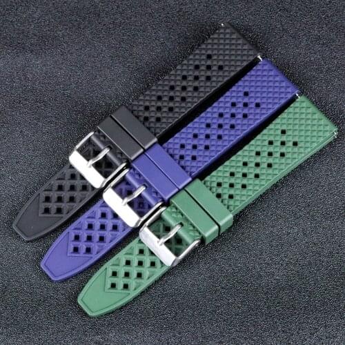 New Fluorine Rubber Strap Three Dimensional Honeycomb Design Quick Release Watchband Watch Accessories For 18mm 20mm 22mm