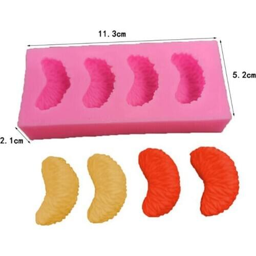 Pink Four Oranges Silicone Fruit Mold Biscuit Candy Jewelry Cake Mold Fondant Peel Cake Decoration