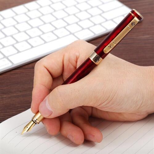 Picasso 902 Gentleman Series Calligraphy Fountain Pen Fude Pen Bent Nib Golden Engraving Writing Pen with Gift Pen for Office