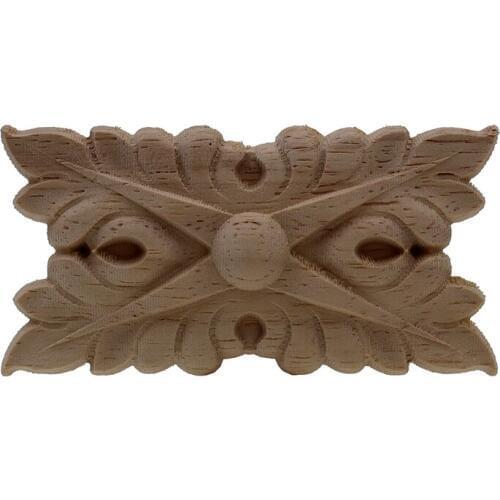 RUNBAZEF Wood Carved Long Applique Frame Corner Onlay Unpainted Furniture Home Decor Garden Decoration Accessories Door