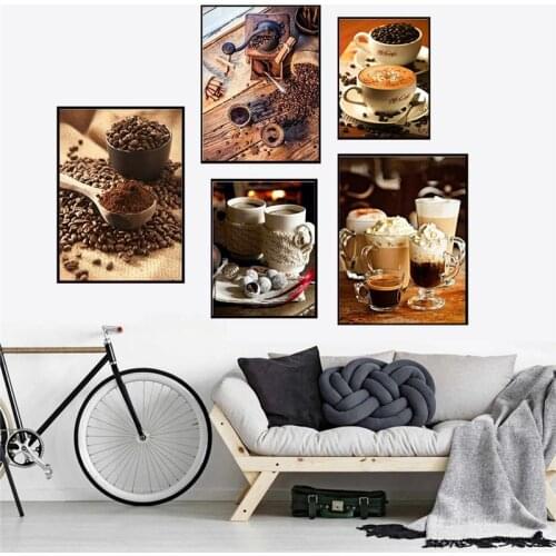 Self-adhesive Wall Sticker Wallpapers Coffee Cups Painting Nordic Posters and Prints Wall Art Pictures for Home Decoration