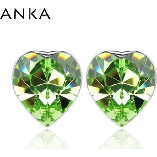 ANKA Hot Sale Crystal Heart Stud Earrings fine polishing mirror finish with Rhodium plated Crystals from Austria #80196