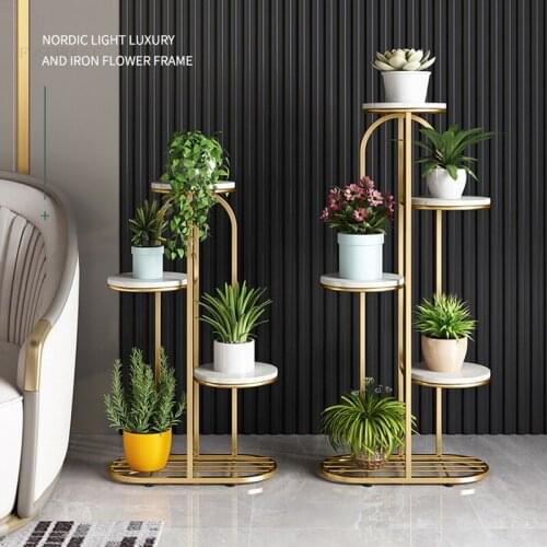 Nordic Wrought Iron Living Room Floor-standing Flower Shelf Indoor Balcony Multi-layer Plant Rack Simple Study Office Plant Rack