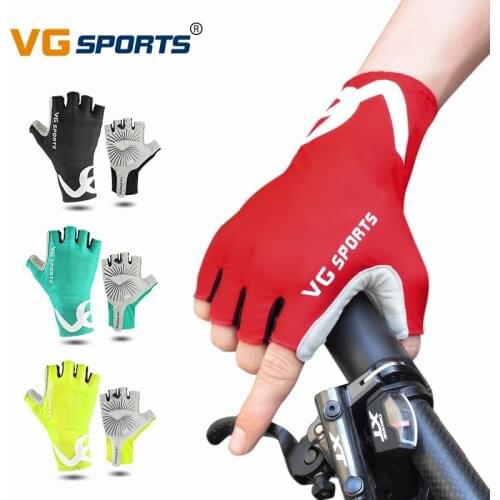 VG sports Anti Slip Breaking Wind Half Finger Cycling Gloves Bicycle Lycra Fabric Mittens MTB Glove Outdoor Men Road Bike Gloves