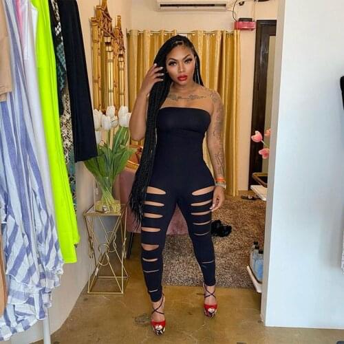 TNNAOFF Hole Tube Top Bodycon Playsuits for Women Summer Sexy Sleeveless One Piece Club Streetwear Elastic Sports Short Rompers