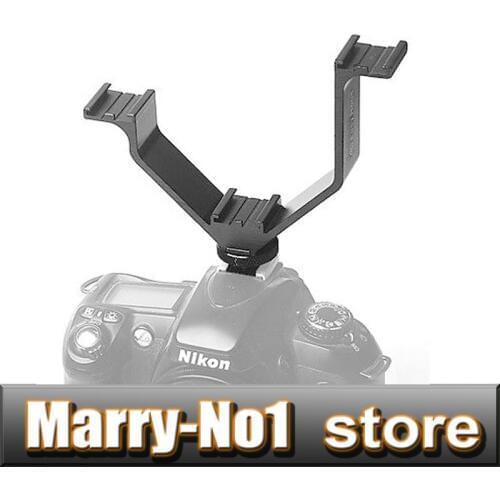 12.5cm Flash Triple Hot Shoe V Mount Bracket for LED Video Lights Microphones Monitors