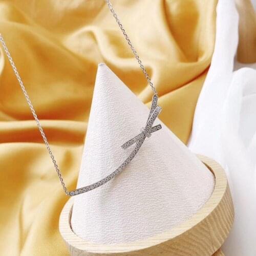 Top quality 925 Sterling Silver For Women bowknot necklace suban summer beach choker C Brand Jewelry fo lady