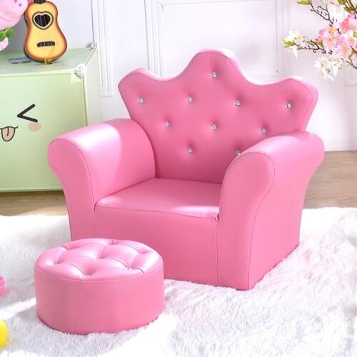 High-quality Childrens Furniture Sofas Korean Style Crown Pull Buckle Combination Sofa Fashion Foot Stool Baby Birthday Gift