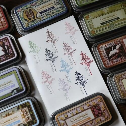 Ymano stroe Tsukineko Inkpads CQ Classique Archival Pigment Ink Pad Vintage Metal Box Stamp Waterproof 12 Colors Japan