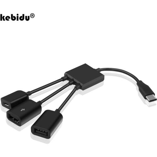 Kebidu type-c 3.1 to USB 2.0 hub 3 USB2.0 ports Multiple OTG 4 Port Type-C USB Power Charging Hub Cable 19CM Connector Adapter