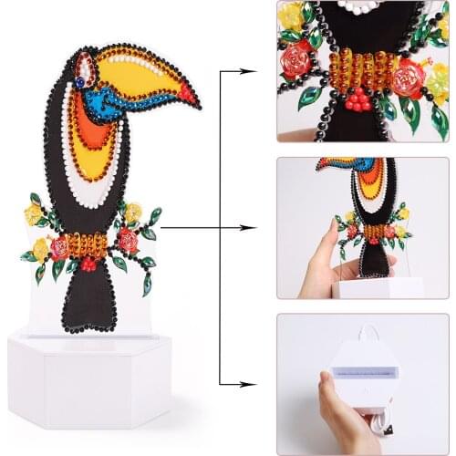 ZOOYA DIY Diamond Painting Led Light Lamp Special Shaped Diamond Mosaic Parrot Cross Stitch Embroidery Diamond Art Home Gift
