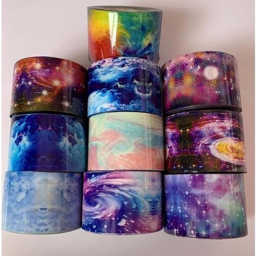 10rolls 4cm*120m Nail Foils Marble Transfer Sticker Galaxy Starry Sky Foils Slide Sticker Nail Art Decals Accessories Paper