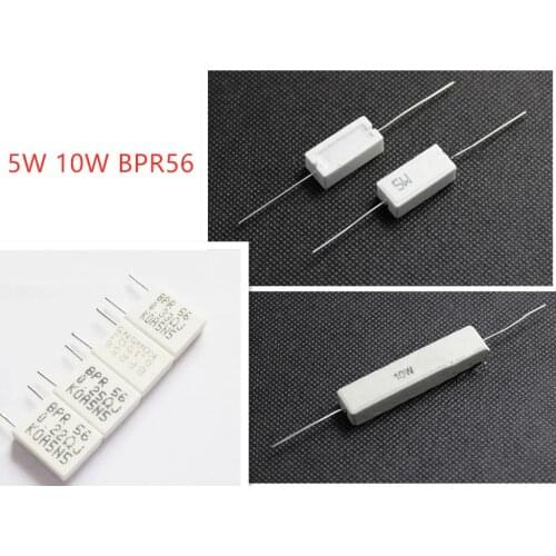 10pcs 5W 10W BPR56 Cement resistance 0.1 ~ 10k ohm 0.33R 1R 10R 100R 0.22 0.33 1 10 100 1K 10K ohm Cement resistor