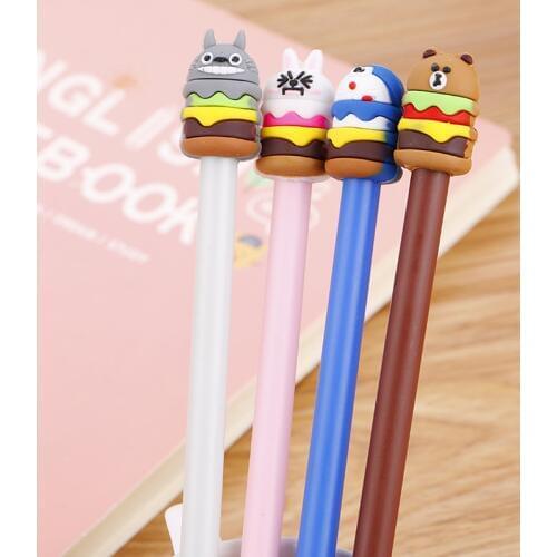 100pcs Cute Hamburg Animal Cartoon Creative Neutral Pen Students Stationery Tinker Cats Signature Water Pen Kawaii Stationary