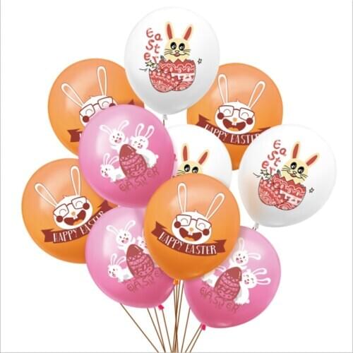 12-Inch Rubber Balloons Set Cartoon Bunny Easter Party Decoration Supplies