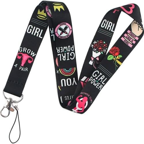 12Pcs Feminism Girl Power Keychain Neck Strap Lanyard For Keys ID Badge Holder Hang Rope Webbing Ribbon Mobile Accessories