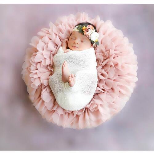 2pcs/lot Soft Chiffon Round Blanket for NEWBORN PHOTOGRAPHY PROPS Diameter around 49-50cm BABY SHOWER GIFT