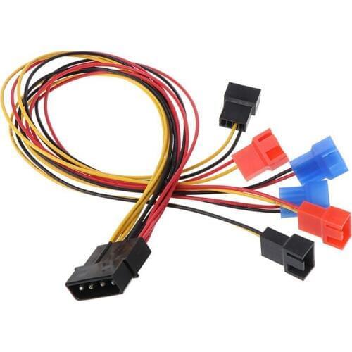 4-Pin IDE Molex To 6-Port Cooling Fan 2-Pin Splitter Power PC DIY Adapter Cable