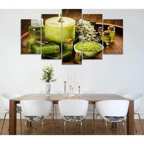 5pcs art rint green spa salts flowers Painting modern home decor wall art living room decor print painting on canvas art /PT0572