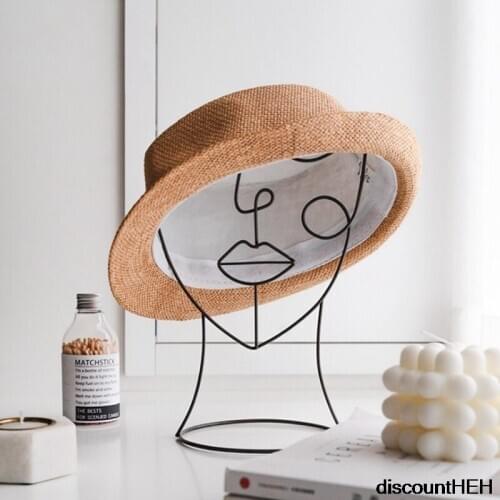 Abstract Character Art Ornaments Retro Iron Art Home Decoration Crafts Wig Hat Hat Rack Bracket Display Tool
