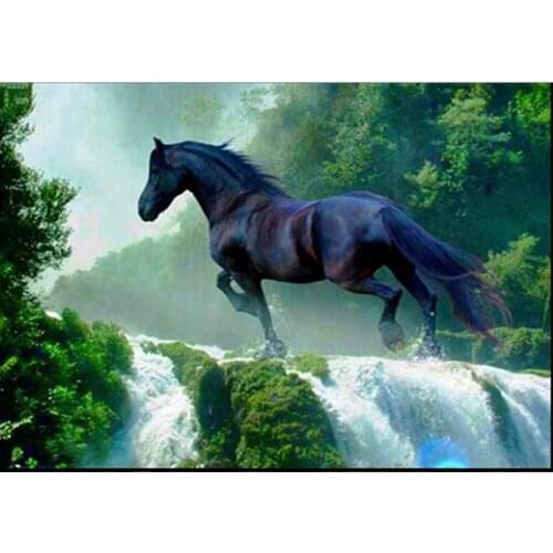 PDMDOG Diamond Painting Full Square 5D DIY Diamond Embroidery Waterfall dark horse Pictures Of Rhinestones Mosaic Home Decoratio