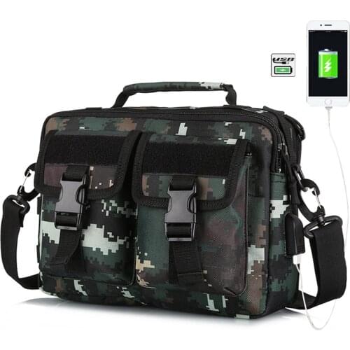 USB Charging Army Tactical Shoulder Bag Outdoor Camping Hiking Pack Crossbody Bag Military Handbag Camo Fishing Messenger Bag