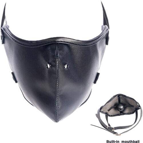 Bondage Mask With Mouth Gag Adjustable Sex Toys For Women Slave Sex Games Flirt Leather Mouth Gag Bdsm Black Ball Mask Sex Tool