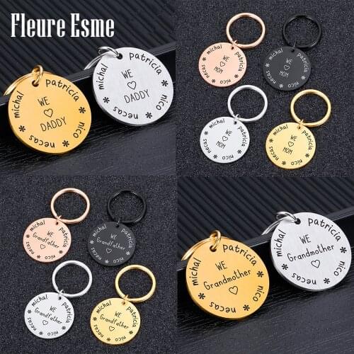 Custom Name Keychain Personalized Metal Key chains Gift For Mom Dad Grandfather Grandmother Jewelry Bag Car Key Small Pendant