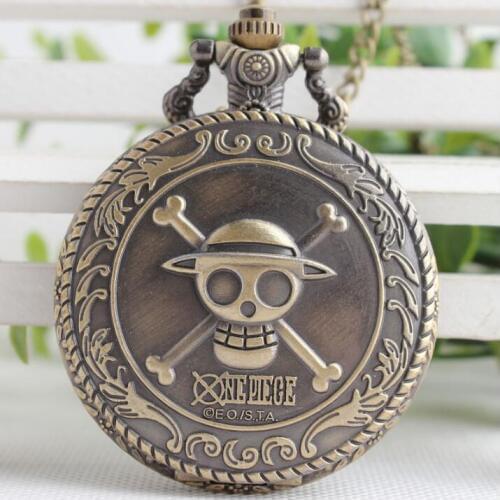 Hot Selling Mens Japan Cartoon Anime One Piece Pocket Watch Fashion Men Women Necklace Chain Vintage FOB Steampunk Pendant