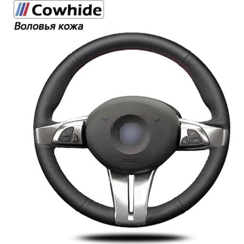 Handsewing Black Genuine Leather Steering Wheel Covers For BMW Z4 E85 (Roadster) 2003-2008 E86 (Coupe) 2005-2008