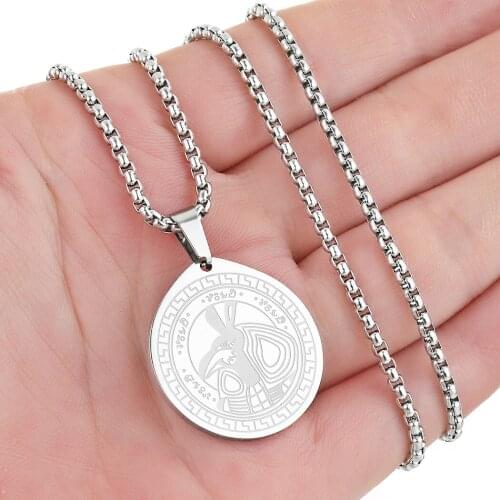 Cxwind Religion Egyptian Geometric Round Disc Pendant Necklaces Stainless Steel Symbol Rune Charm Choker Necklaces Jewelry Gifts