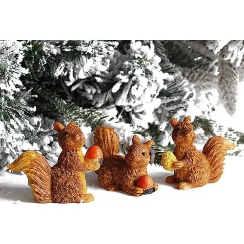 Squirrel Figurine Multi-colored Exquisite Workmanship Multi-purpose Ornamental Cute Squirrel Figurine DIY Accessories