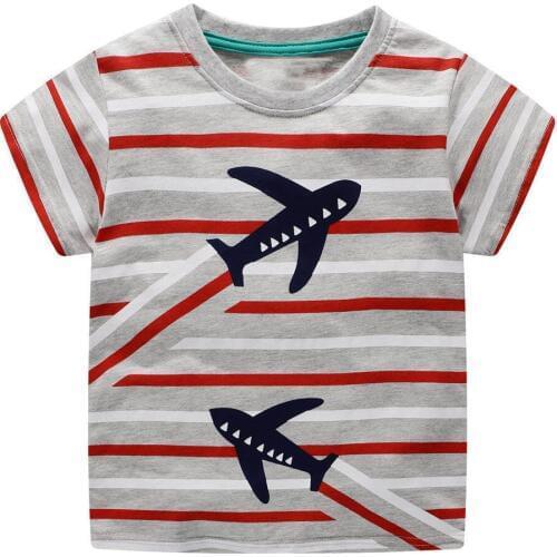Jumping Meters Boy Tops Plane Printed Shirt Baby Tees Summer Clothes 18 Kids Tshirts For Boys Clothing Children