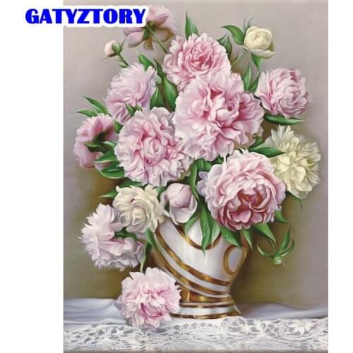 GATYZTORY Paint By Numbers Kits For Adults Children Colorful Vase Painting By Number Handmade Flower 60x75cm Framed Home Decors