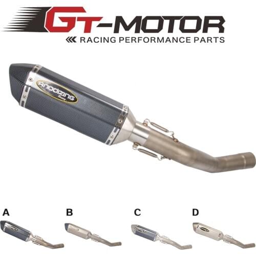 GT Motor - Exhaust Full system Slip On Slip-On pipe FOR Kawasaki ZX6R ZX-6R ZX 6R Ninja 636 2009-2018 with Muffler