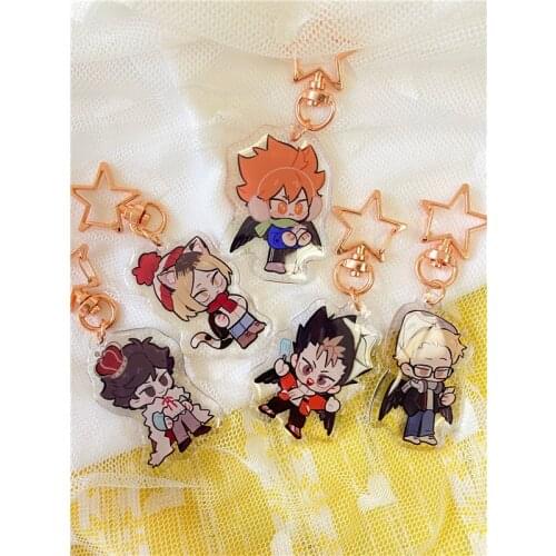 Haikyuu!! Acrylic Figure Keychain Tobio Kageyama Kenma Kozume Oikawa Tooru Cartoon Bag Pendant Toy Keyring Cosplay Xmas Gifts