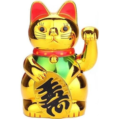 Lucky Chinese Wealth Cat Hand Waving Gold Cat Neko Maneki Home Cute Fengshui